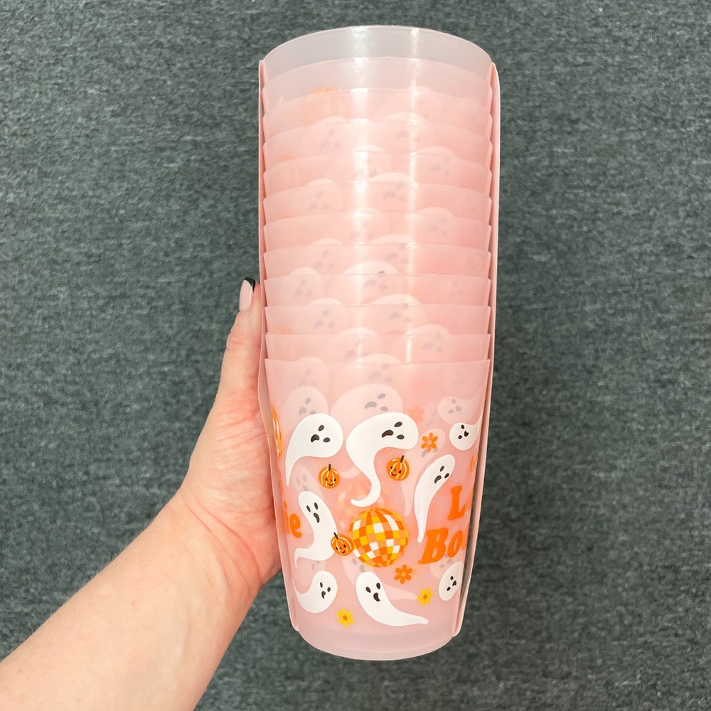 Let’s Boogie Pink & Orange Halloween Ghost Cups- Set of 12